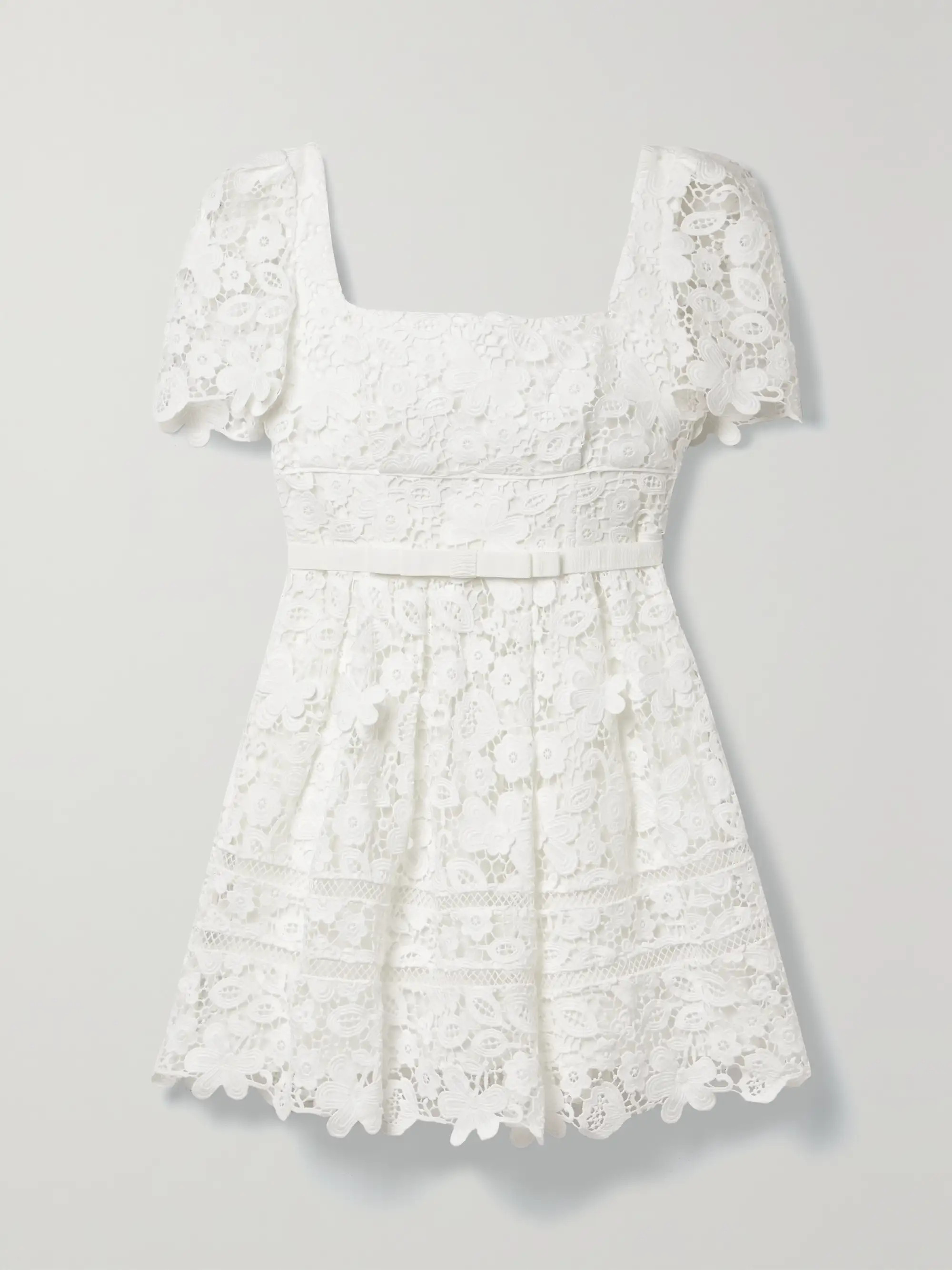 Grosgrain-trimmed guipure lace mini dress | NET-A-PORTER (US)
