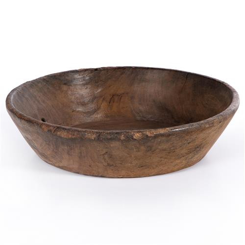 Phil Rustic Lodge Brown Wood Decorative Round Bowl | Kathy Kuo Home