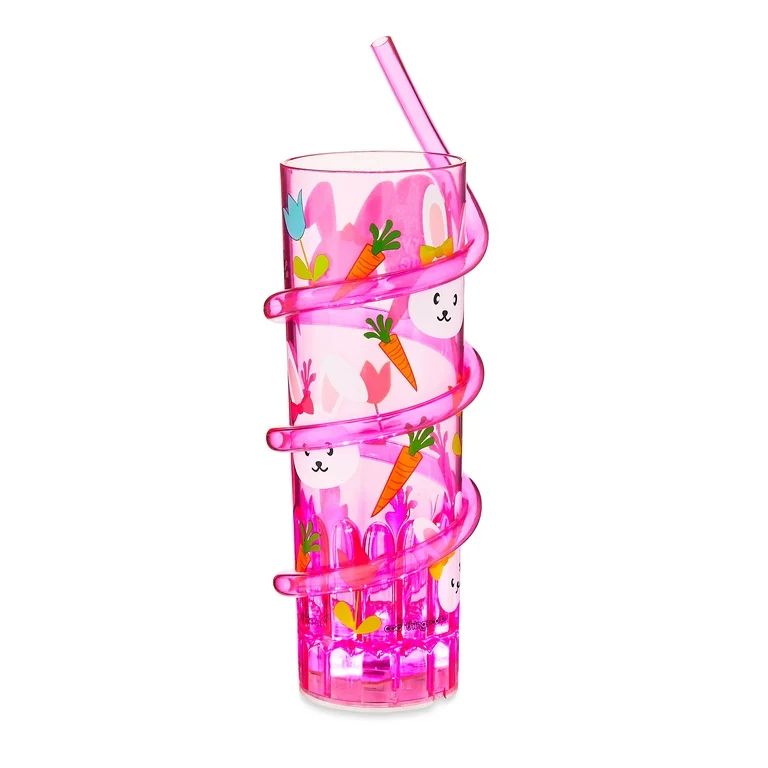 Easter Bunny Pink Plastic Light-up Cup with Straw, by Way To Celebrate - Walmart.com | Walmart (US)