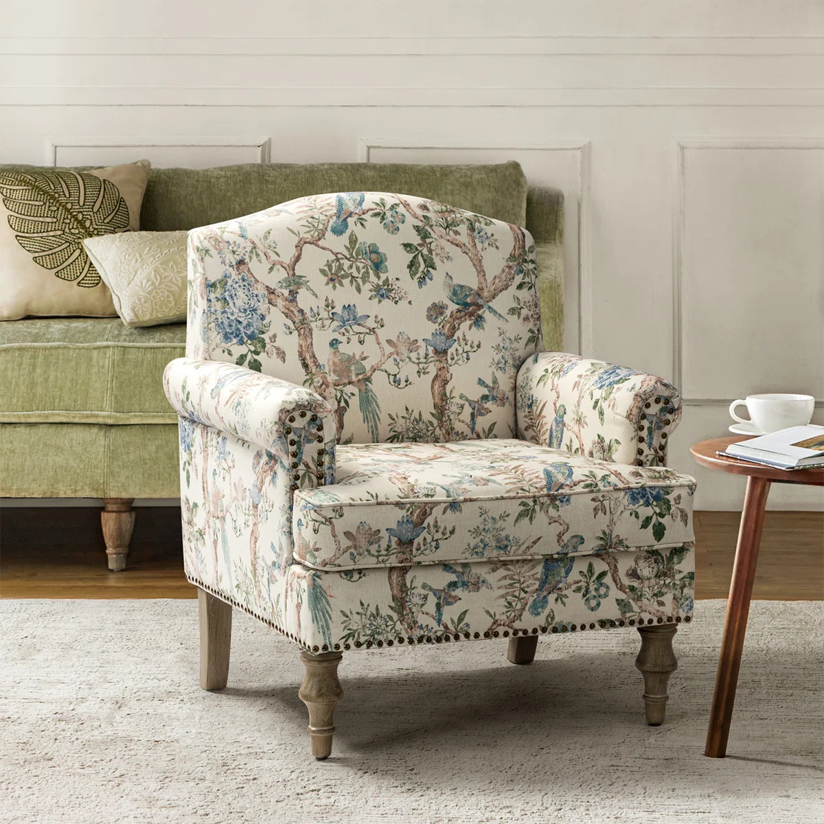 Mooresville 30" Traditional Upholstered Armchair with Camelback and  Solid Wood Legs | Wayfair North America