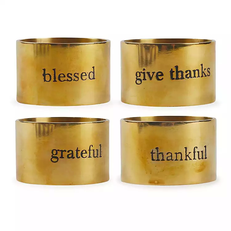 Gold Stamped Harvest Napkin Rings, Set of 4 | Kirkland's Home