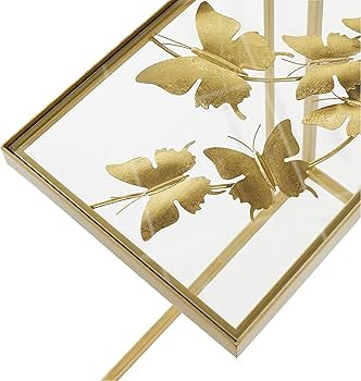 Deco 79 Metal Rectangle Accent Table with Clear Glass Top, 18" x 11" x 25", Gold, LARGE SIZE | Amazon (US)