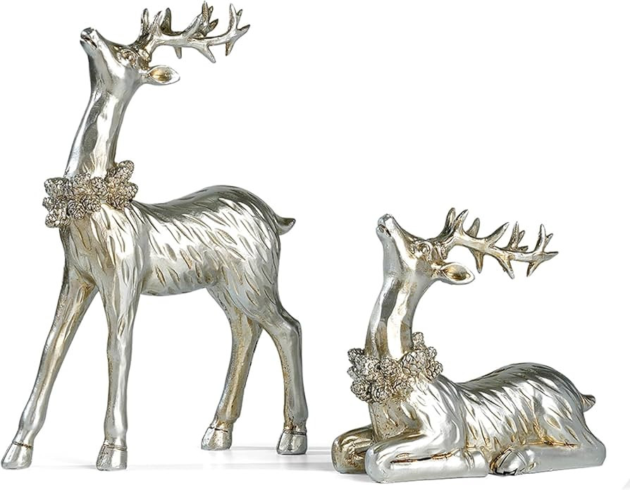 2PCS Christmas Deer Pendant Bedding and Standing Gold Deer Resin Home Decoration Suitable for Fir... | Amazon (US)
