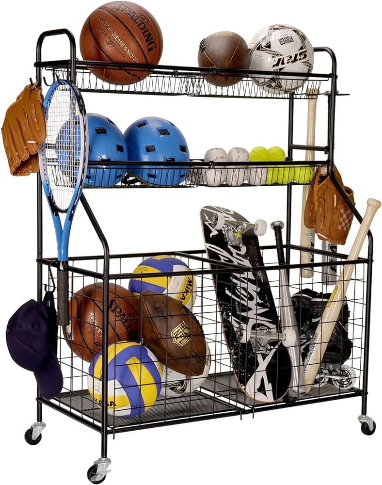Kinghouse Garage Sports Equipment Organizer, Sports Equipment Storage for Garage with Baskets and... | Amazon (US)