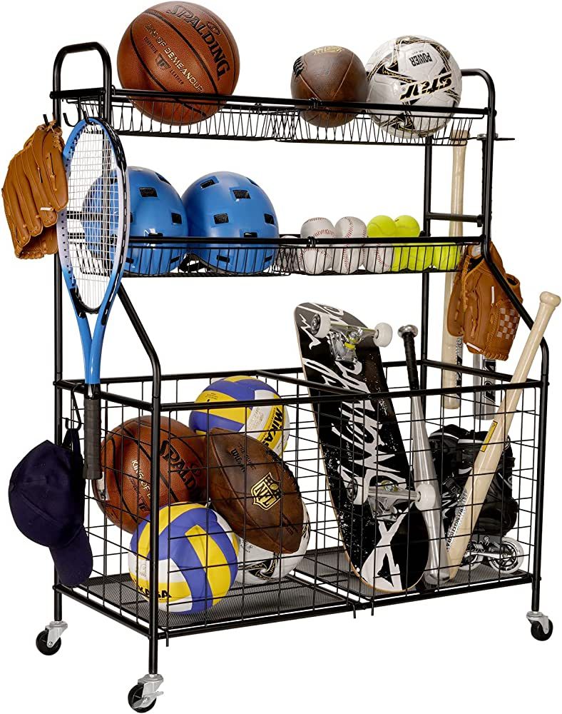 Kinghouse Garage Sports Equipment Organizer, Sports Equipment Storage for Garage with Baskets and... | Amazon (US)