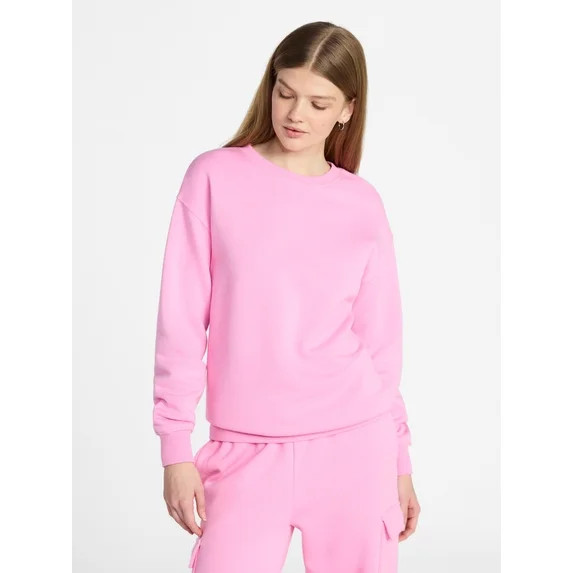 No Boundaries Fleece Oversized Sweatshirt with Long Sleeves, Women’s Sizes XXS-4X | Walmart (US)