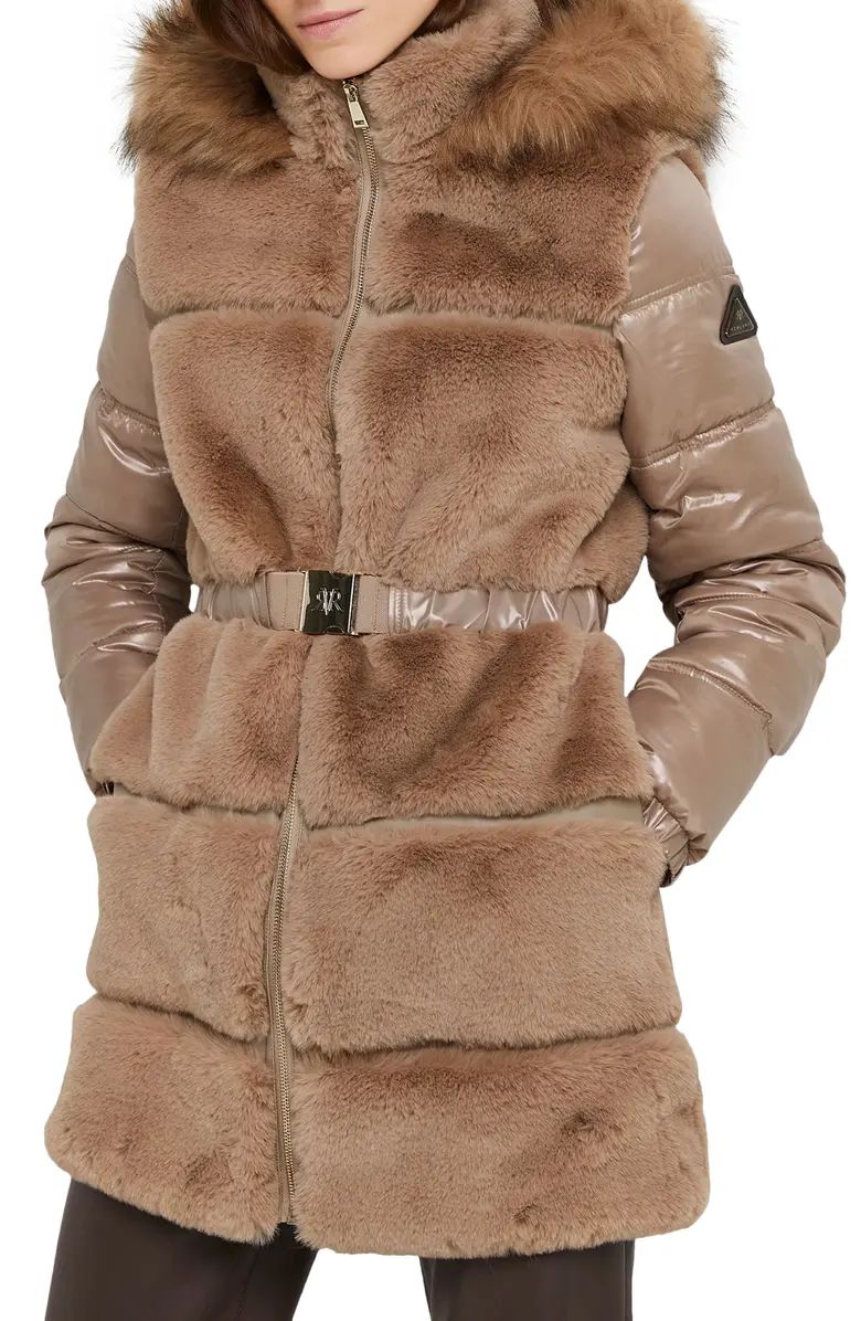 Faux Fur Mixed Media Coat | Nordstrom