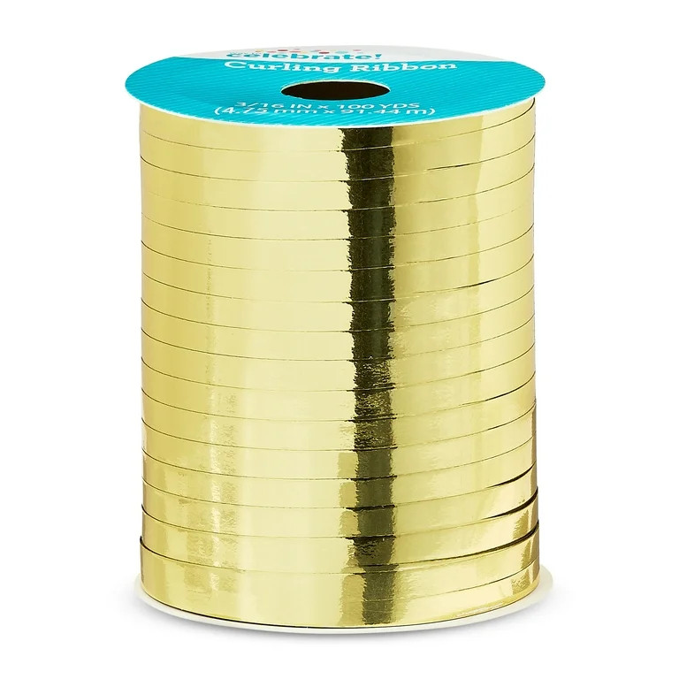 Metallic Gold Curling Ribbon, 100 yds, Way To Celebrate | Walmart (US)