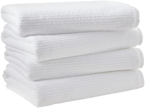 Amazon Aware 100% Organic Cotton Ribbed Bath Towels - Bath Towels, 4-Pack, White | Amazon (US)