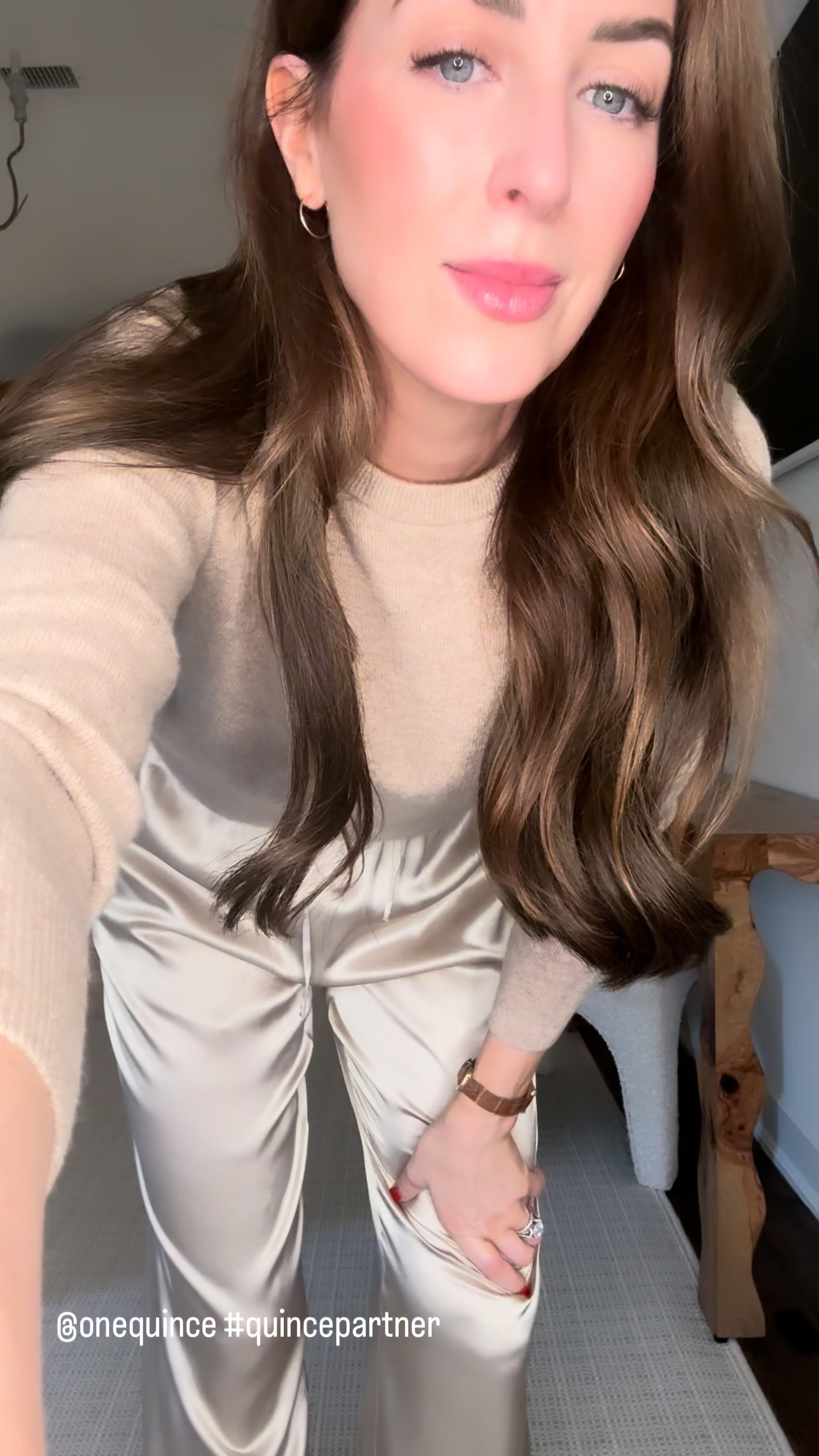 Transitional weather has me thinking about the pieces I want in heavy rotation once things cool down — and this sweater and silky pant is exactly the kind of fresh addition I mean. I do not own a pant like this, and styled together in a tonal palette, it feels so elevated. Comfortable enough for everyday, elevated enough to dress up for a dinner or a night out with the girls.
I love pairing it with a sweater like this one, and the price point makes it even better — you may find yourself wanting it in more than one color.
@onequince 

 #quincepartner #LTKootd #LTKSeasonal #LTKOver40