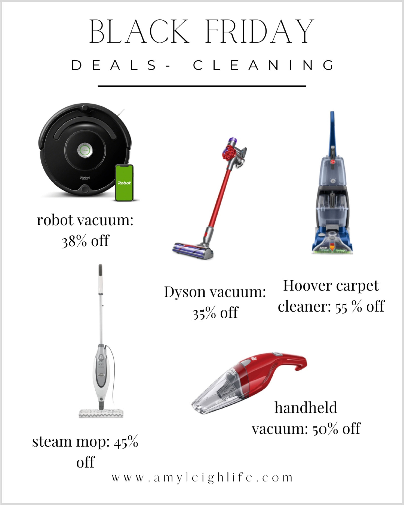 Black Friday deals: cleaning supplies. 

iRobot, I robot, roomba, robot vacuum, dyson, origin vacuum, cordless vacuum, target, Hoover, carpet cleaner, carpet shampooer, hand held vacuum, dirt devil, little vacuum, steam mop, shark mop, floor care

#LTKCyberweek #LTKGiftGuide #LTKsalealert