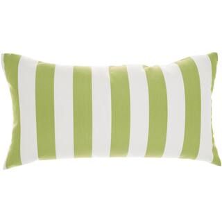 Mina Victory Green Striped 22 in. x 12 in. Indoor/Outdoor Rectangle Throw Pillow 001353 - The Hom... | The Home Depot