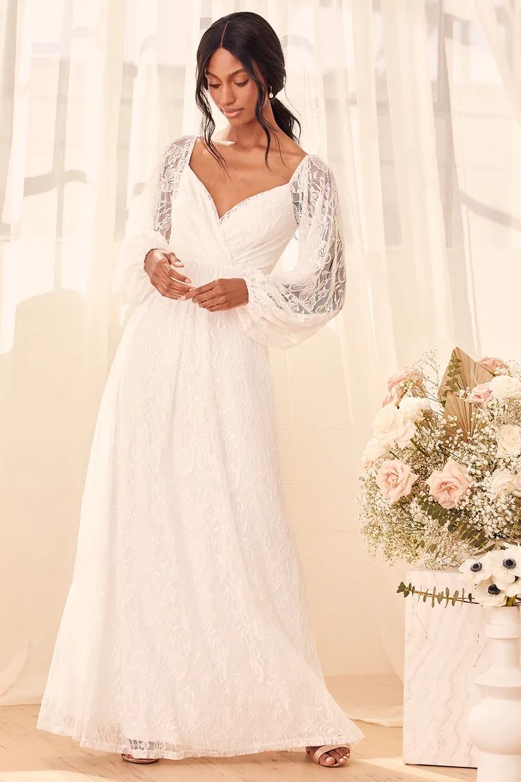 Story of Romance White Lace Long Sleeve Maxi Dress | Lulus (US)