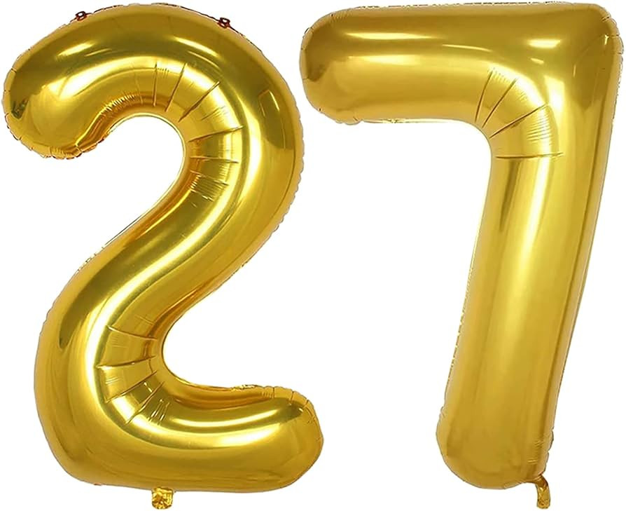 AULE 40 Inch Large 27 Balloon Numbers Gold, Big Foil Number Balloons, Giant Helium Happy 27th Bir... | Amazon (US)
