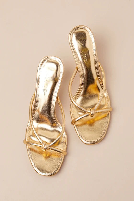 Victoire Gold Knotted Strappy High Heel Slide Sandals | Lulus