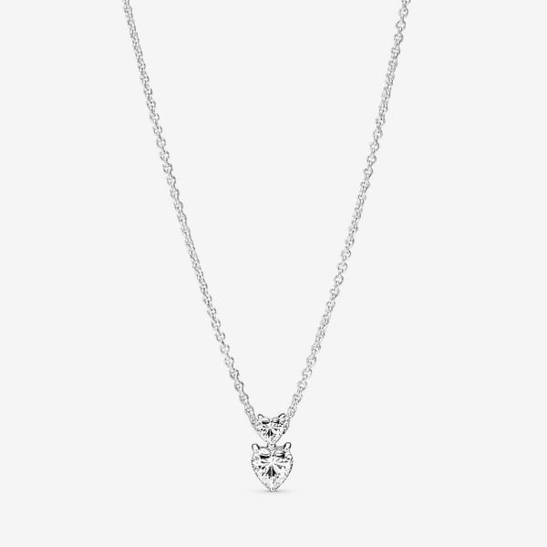 Pandora Double Heart Pendant Sparkling Collier Necklace | Pandora US
