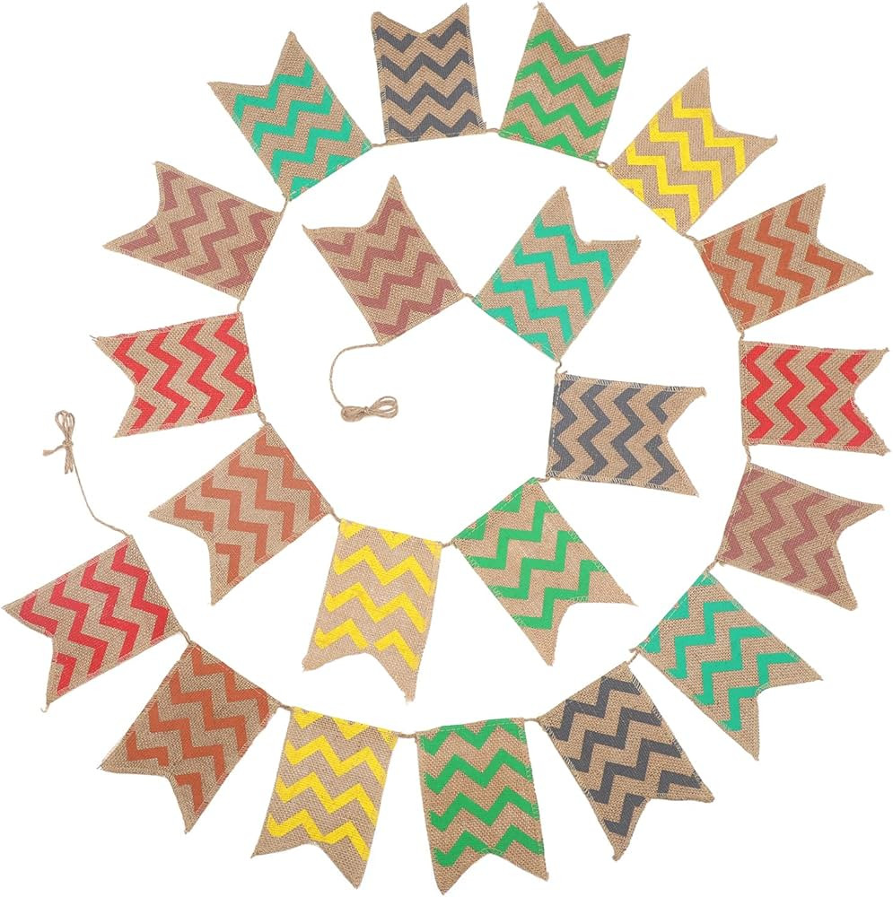 G2PLUS Hessian Bunting Banner, Rustic Burlap Bunting, Vintage Burlap Bunting with Wave Pattern, 2... | Amazon (UK)
