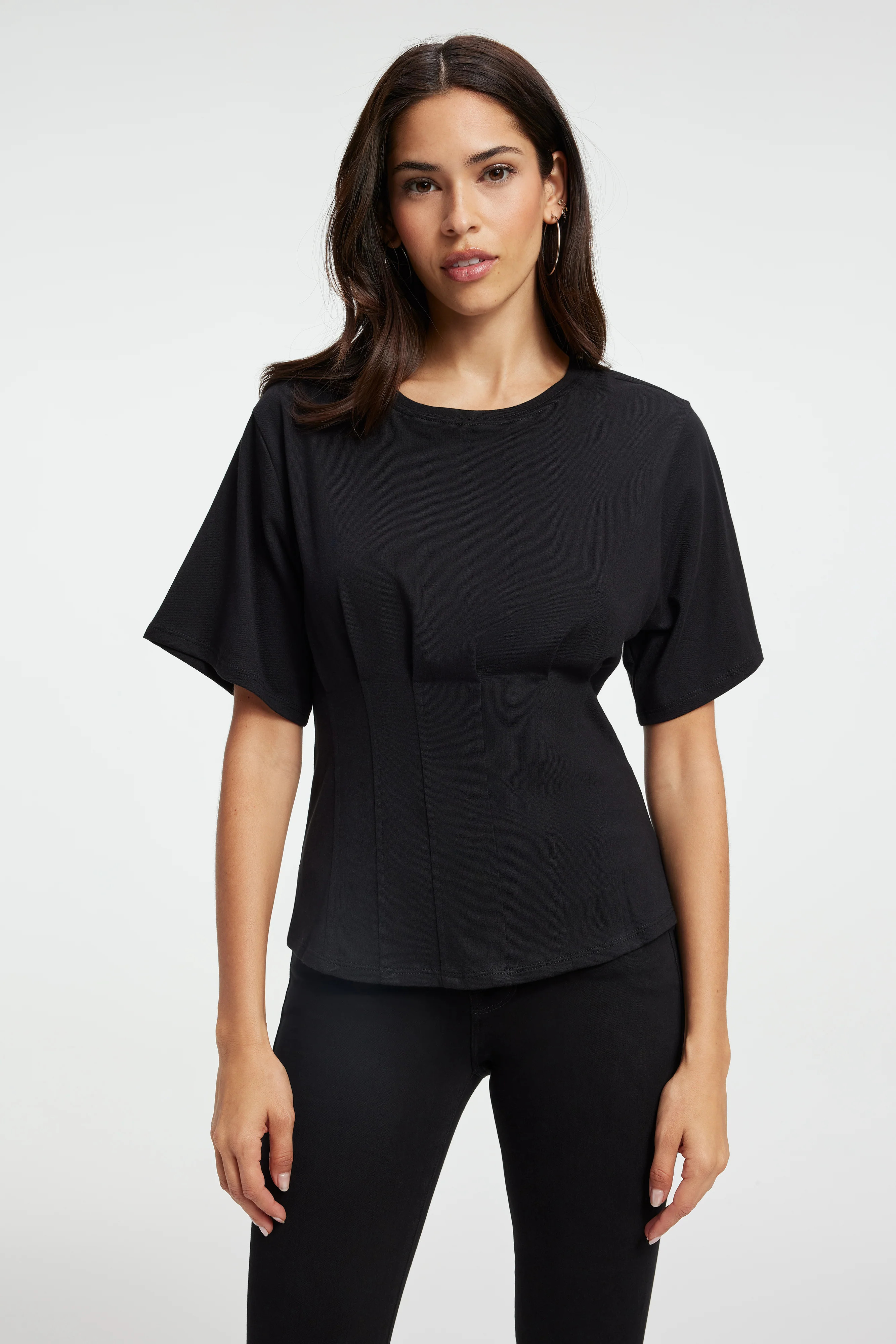 CORSET SHORT SLEEVE  TEE | BLACK001 | Good American