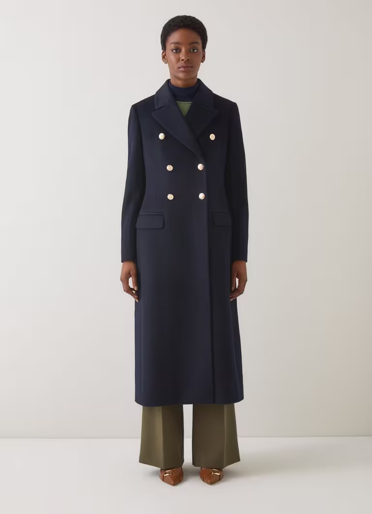 Natalia Midnight Wool Fitted Double Breasted Coat | L.K. Bennett (UK)