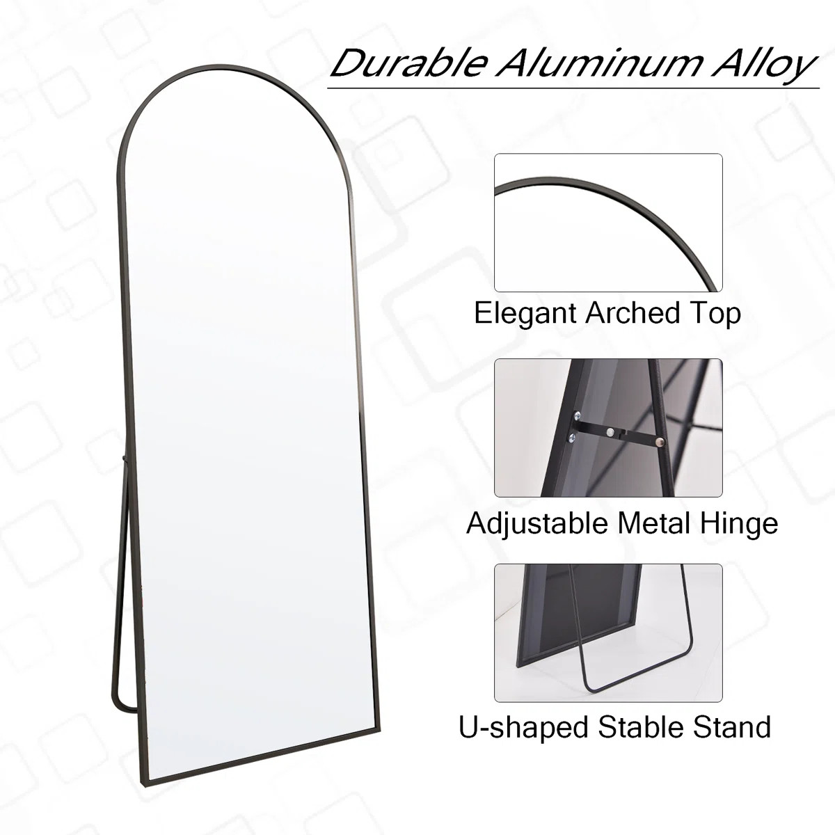 Alizeh Arched Metal Oversized Full Length Mirrors Wall Mirrors with Stand | Wayfair North America