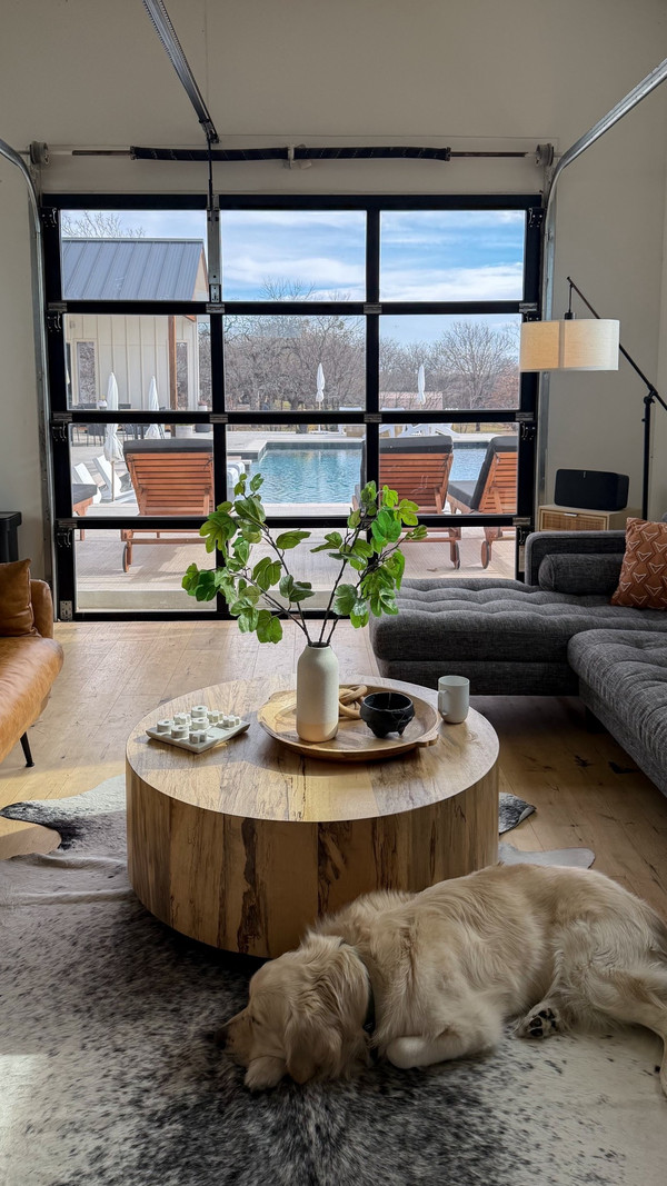 Our flex space is one of our most used spaces, especially with the pool right outside.