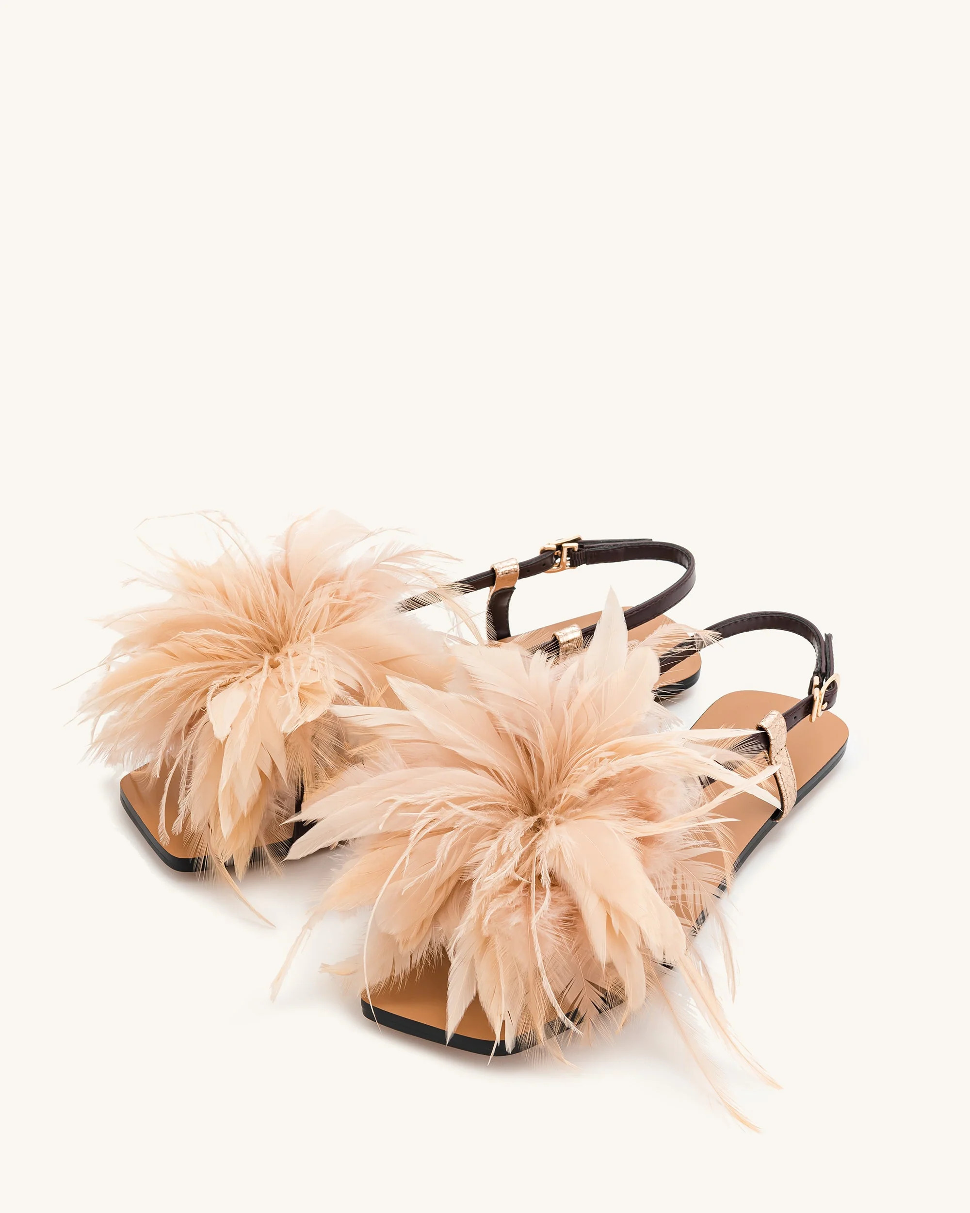 Fluffy Flats Sandals-Brown | JW PEI US
