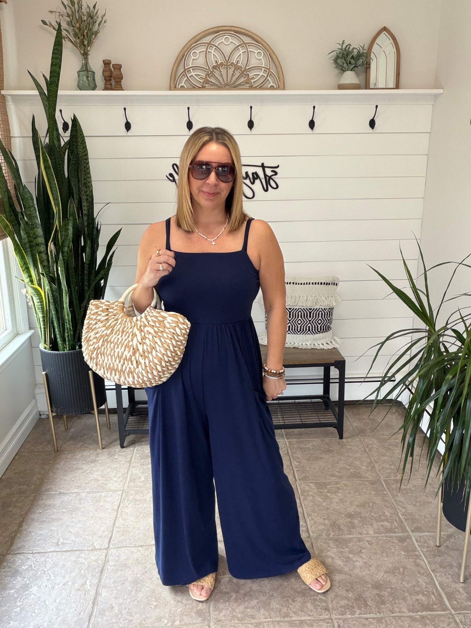 I'm loving this versatile jumpsuit for spring! I styled it Two ways, one way is even to wear as an Easter outfit! I'm wearing a medium and linked similar cardigans as mine is sold out. spring outfits 2026, work outfits, vacation outfits beach
#LTKPetite #LTKTravel
#LTKOver40

#LTKMidsize #LTKSeasonal #LTKWorkwear