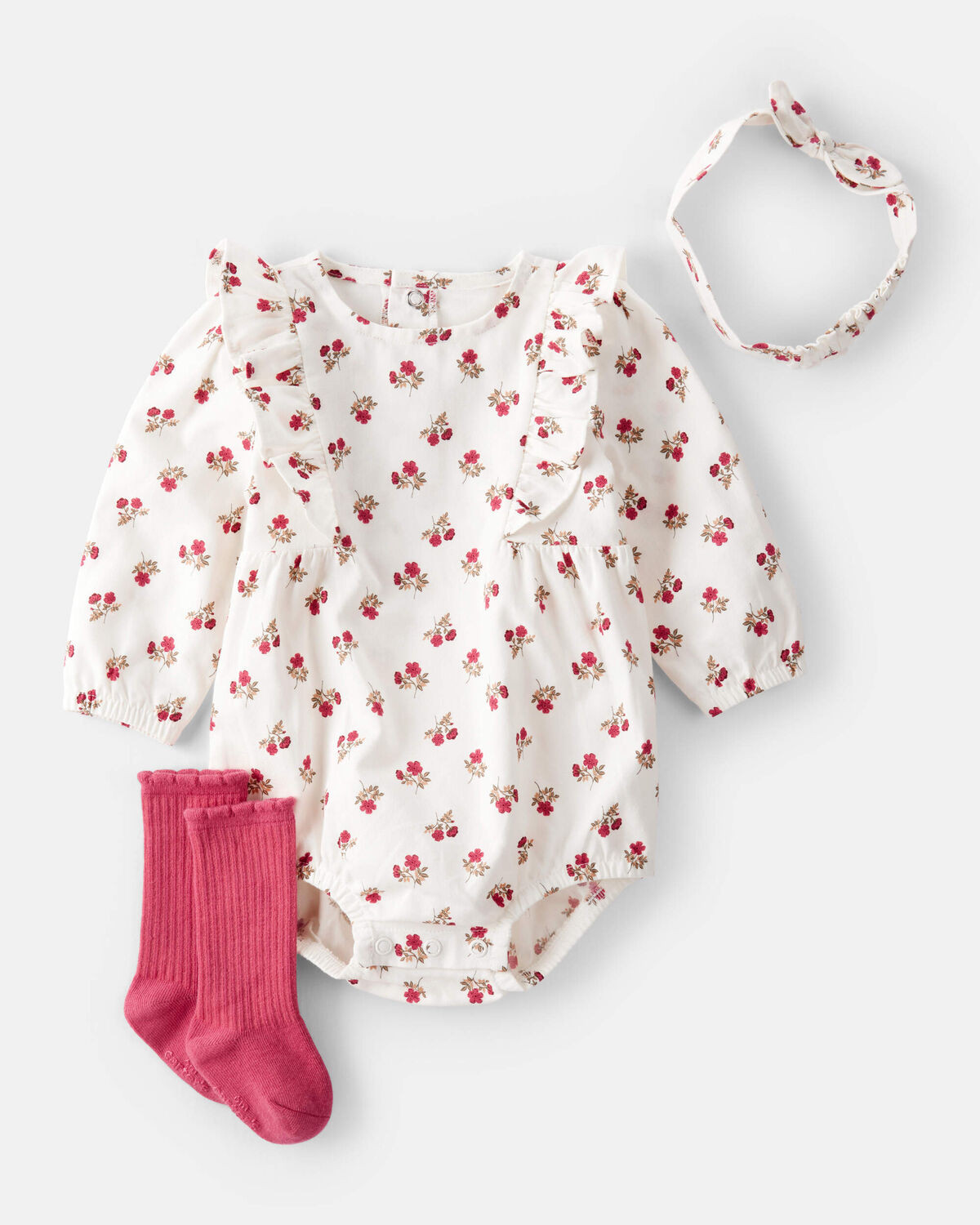 Baby 3-Piece Floral Bubble Outfit Set - Pink/White | Carter's Inc
