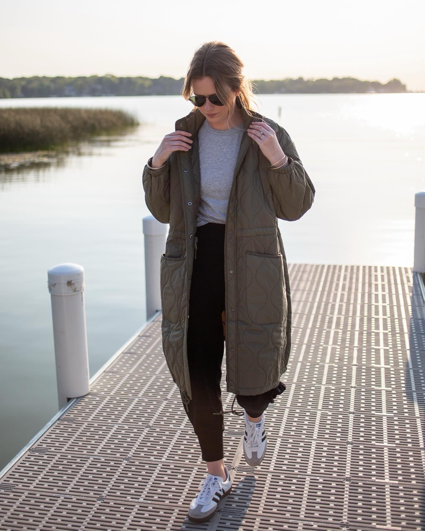 A comfy + layered outfit is just what September ordered 🩶

These @varley pants + my favorite grey tee from @buckmasonwomens will be on repeat all fall and winter long.

#quiltedjacket #olivegreen #armygreen #jacket #greytee #tee #tshirt #joggers #joggerpants #sambas #autumnstyle #fallstyle #styleblogger #style #falloutfits #falloutfit #ootd #outfits #outfitoftheday #layering #layeringclothing

#LTKActive