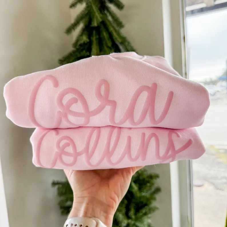 Bubble Gum Pink Puff Personalized Sweatshirt, Youth Custom Sweatshirt, Coquette Girly Sweatshirt,... | Etsy (US)