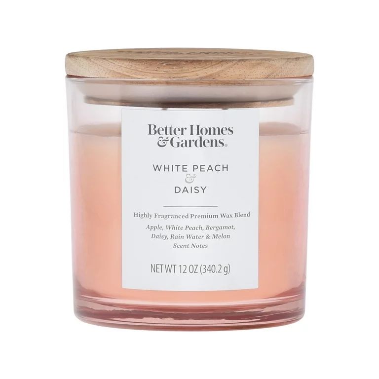 Better Homes & Gardens 12oz White Peach & Daisy Scented 2-Wick Ombre Jar Candle | Walmart (US)