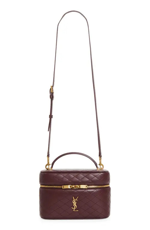 Saint Laurent Large Gaby Quilted Leather Vanity Case in Rouge Cabernet at Nordstrom | Nordstrom