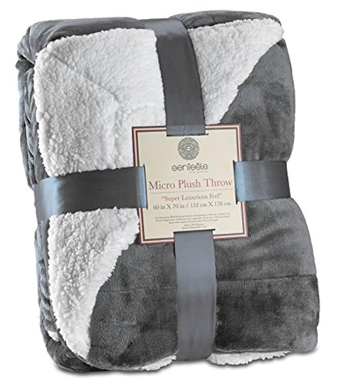 Genteele Sherpa Throw Blanket Super Soft Reversible Ultra Luxurious Plush Blanket (50" X 60", Gray) | Amazon (US)