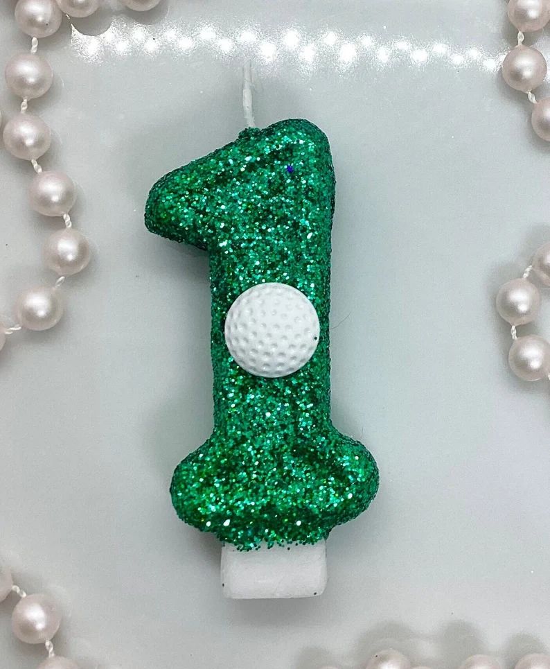 Golf Ball Birthday Candle, Sports Party Decor, Sports Ball, Golf Party Decor, Sparkly Number Cake... | Etsy (US)