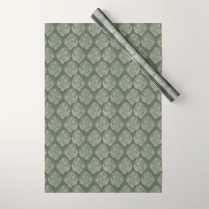 Olive Lace Floral Pattern Wrapping Paper | Society6