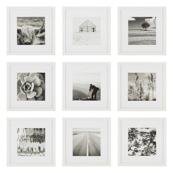 (Set of 9) 12&#34; x 12&#34; Gallery Grid Kit White - Instapoints | Target