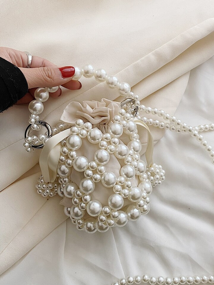 Mini Faux Pearl Decor Drawstring Design Satchel Bag | SHEIN