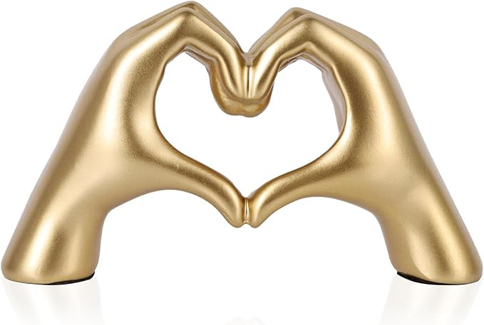 Heart Shaped Hand Statue, Gold Home Decor Accents for Living Room Coffee Table TV Cabinet Bookshe... | Amazon (US)