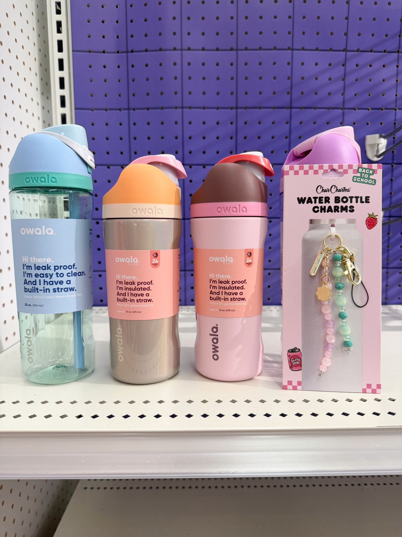 Target Owala water bottles and charms for back to school!