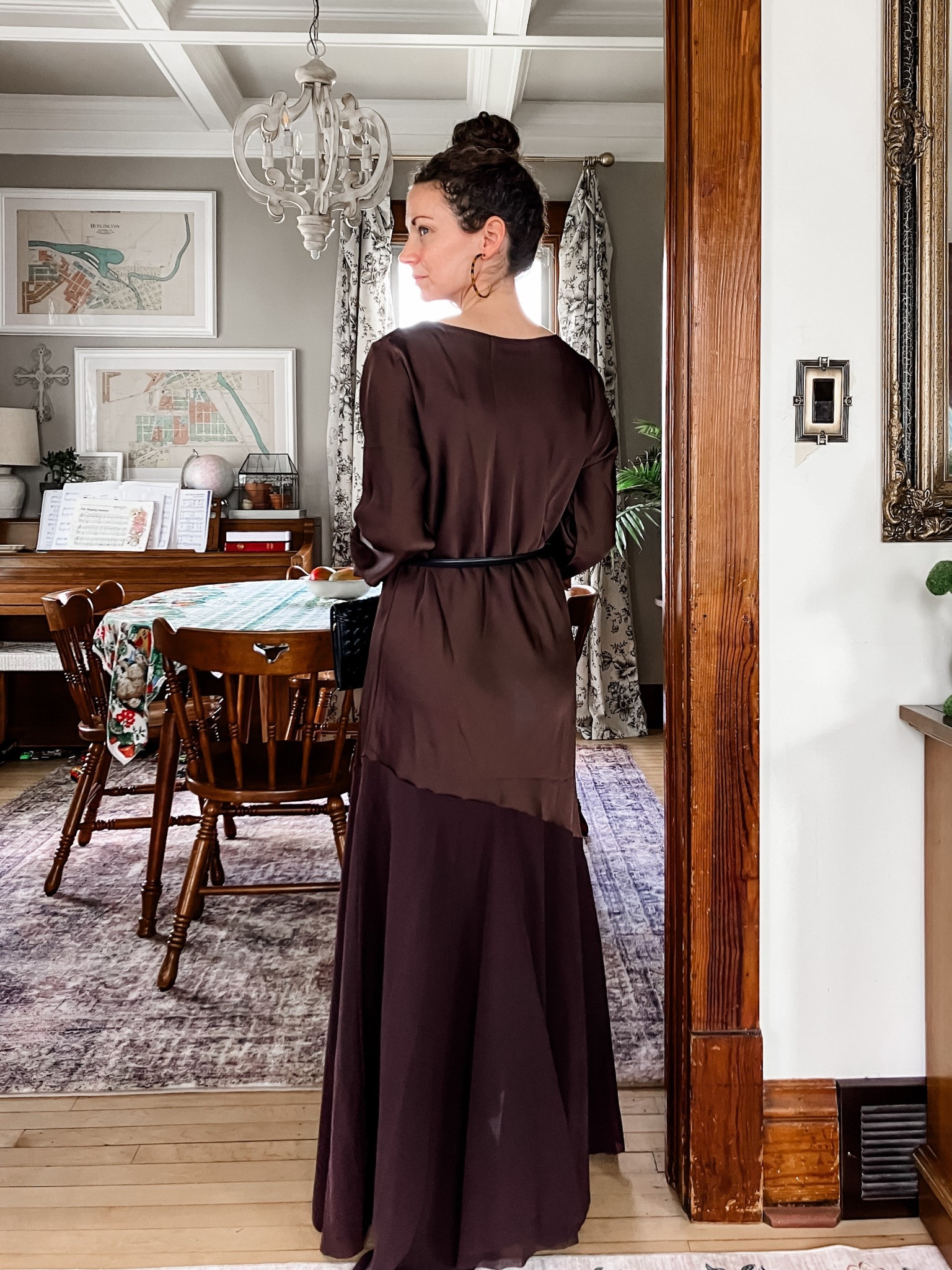 A beautiful wedding guest dress!
Brown satin maxi dress from Chicwish. 
Tortoise shell and gold large hoop earrings from Uncommon James. 
Black woven handbag from Chicwish. 
Black belt from Chicwish. 
Black suede block heel sandals from Steve Madden. 
Wedding guest dress. Summer wedding. Modest dress. Neutral outfit. Feminine outfit. Elegant outfit  

#LTKOver40 #LTKSeasonal #LTKWedding