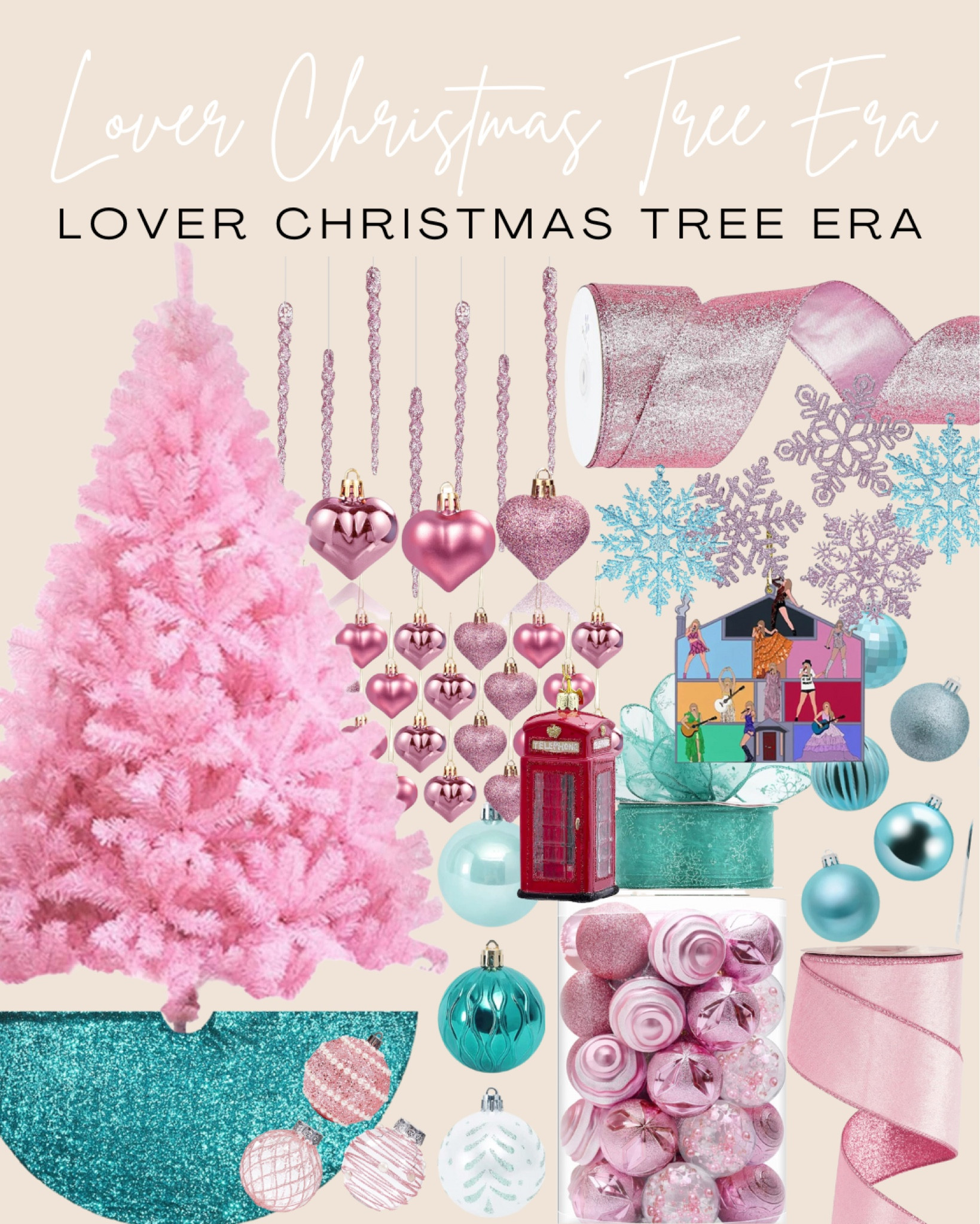 Taylor Swift Eras but make it a Christmas Tree 😍🎄 The most perfect PINK tree is a must for this Lover Era inspired tree 💘

#LTKfindsunder100 #LTKHoliday #LTKSeasonal