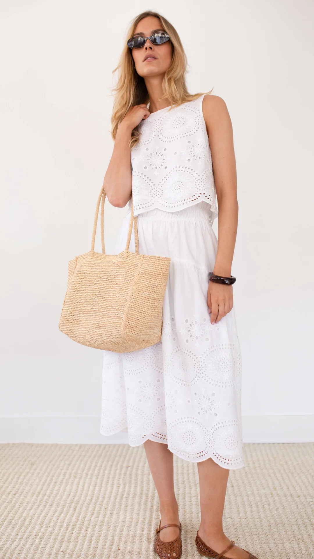 Louisa Skirt - White Demi Eyelet | Marea