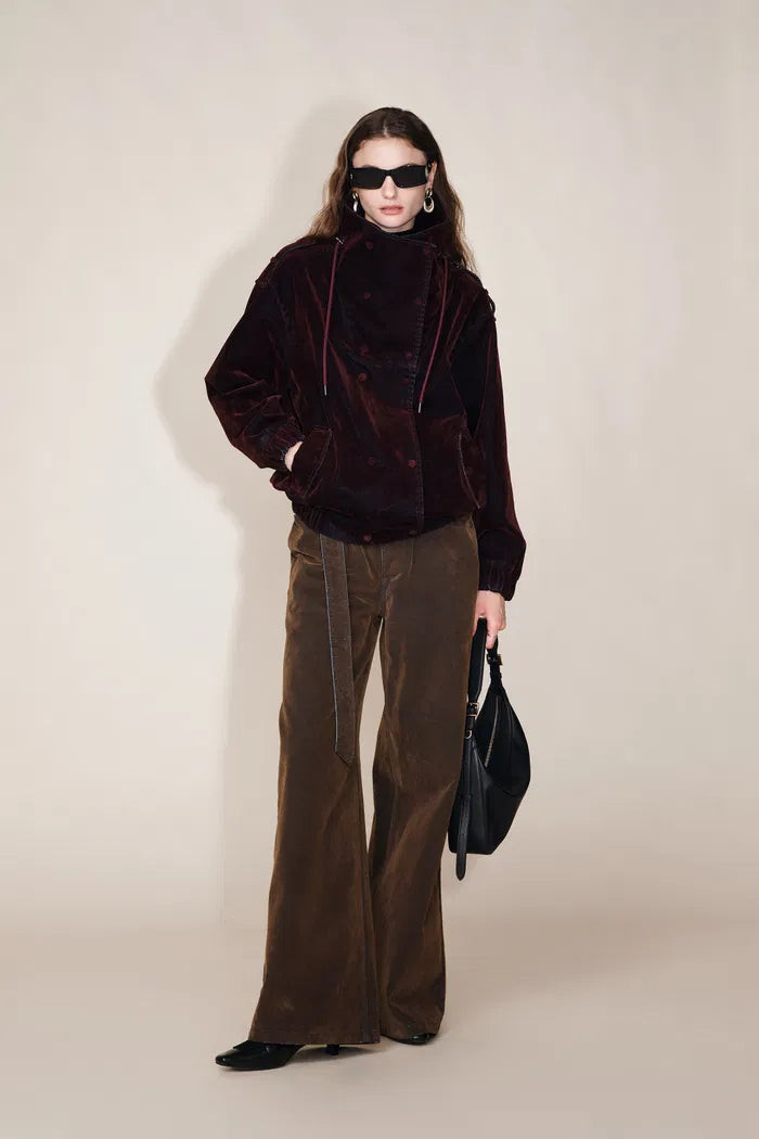 Hilda Reversible Collar Flocked Denim Jacket in Flocked Denim | Fabrique