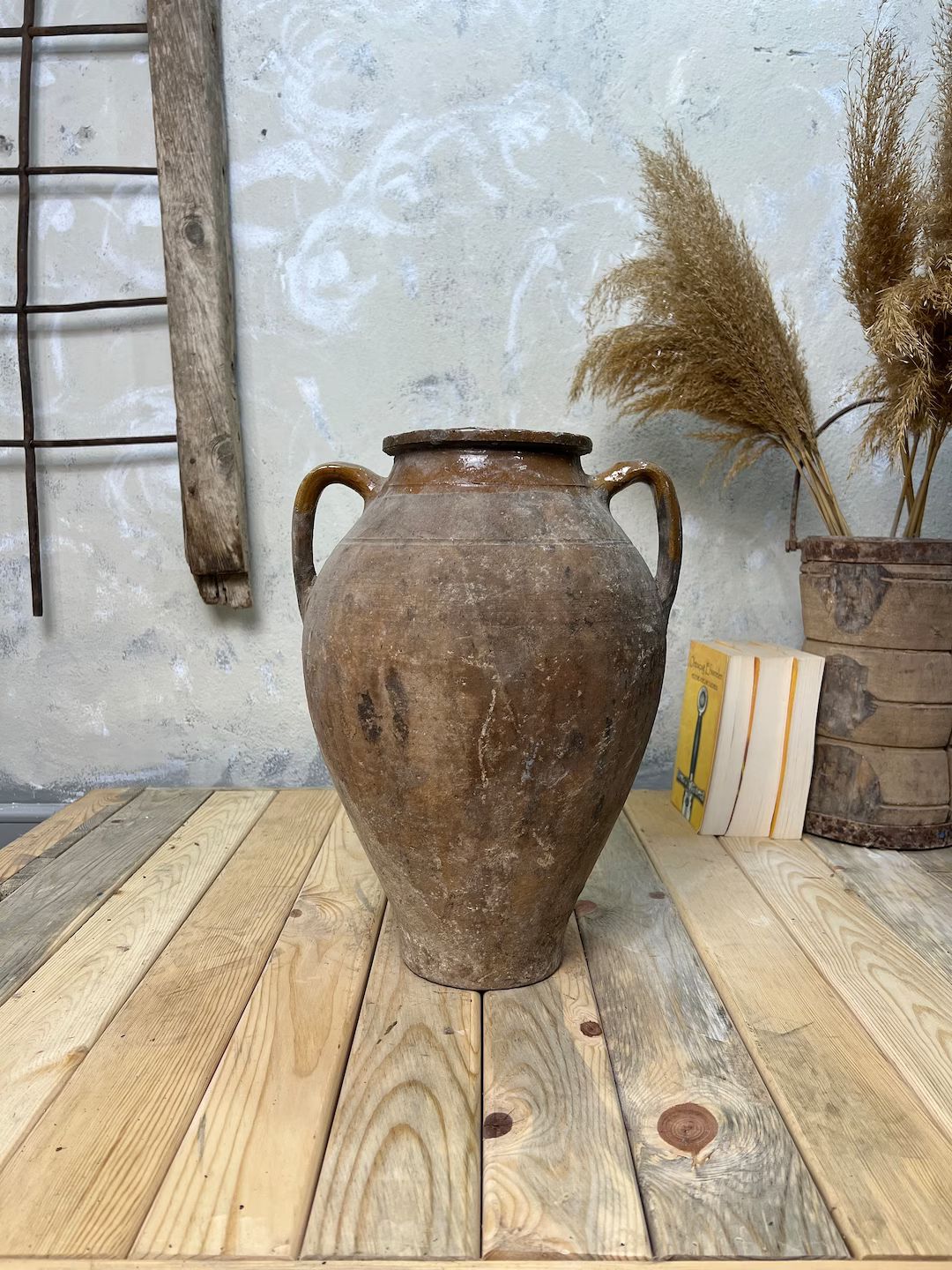 Antique Natural Mediterranean Glazed  Vase, Clay Amphora, Earthenware Decoration , Flower vase, O... | Etsy (CAD)