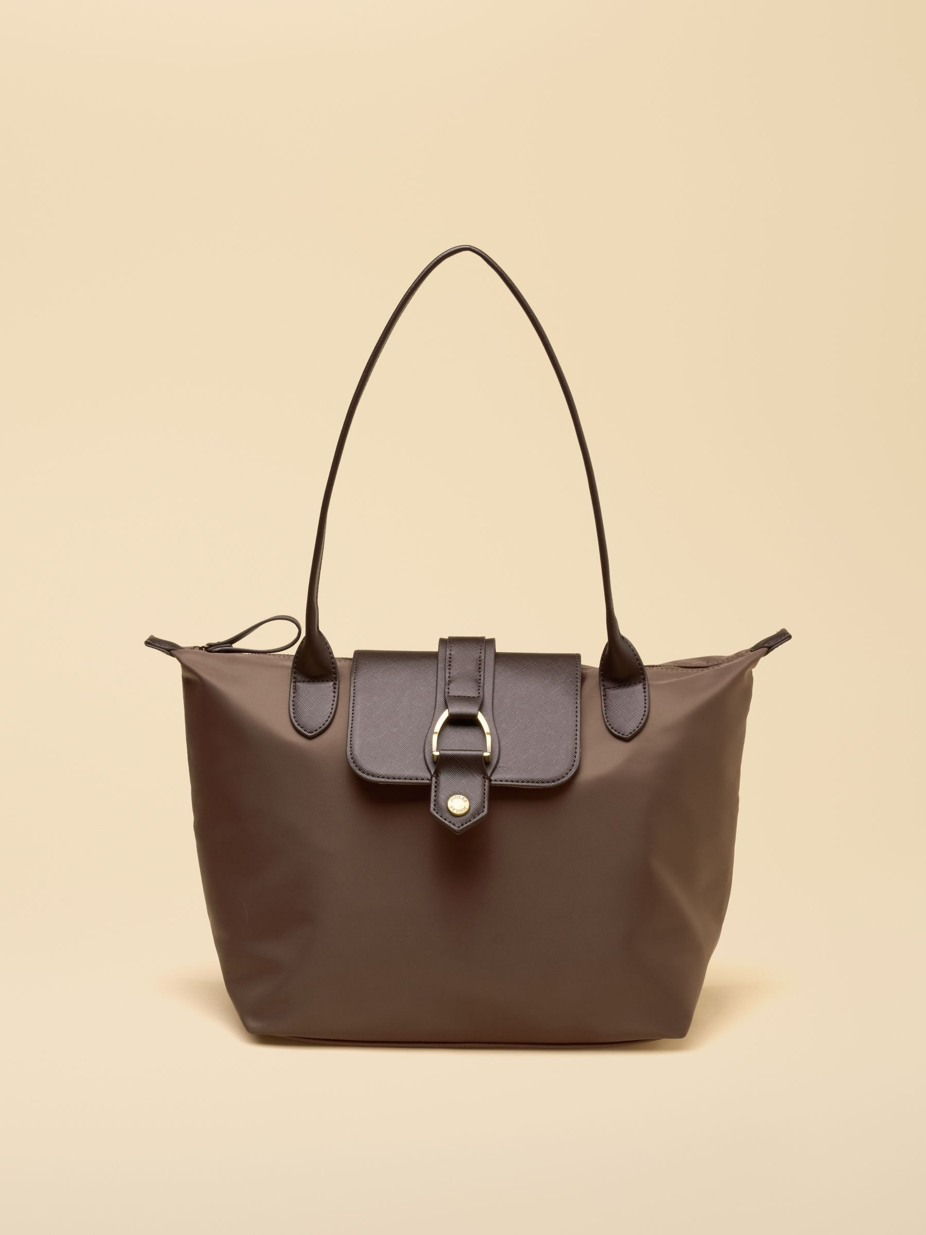 Edie Mocha Brown Zip Top Shopper Bag | Joules | Joules