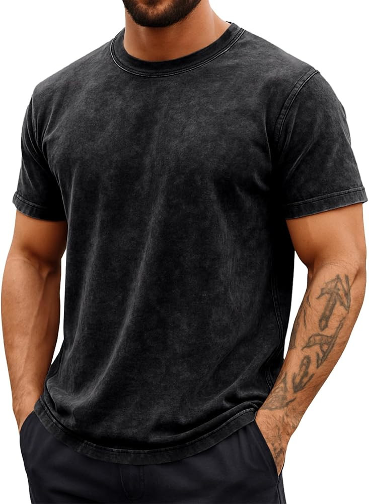 Runcati Mens Short Sleeve Acid Wash T-Shirts | Amazon (US)