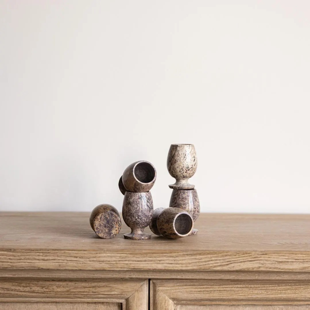 Brown Soapstone Luxe Shot Glasses Bar Set - Etsy | Etsy (US)