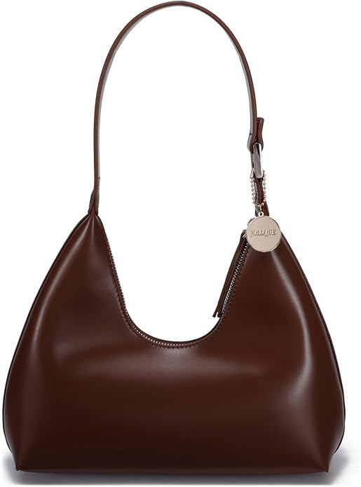JOLLQUE Shoulder Bag for Women, Small Leather Handbag Purse,Unique Trendy Zipper Hobo Bag | Amazon (US)