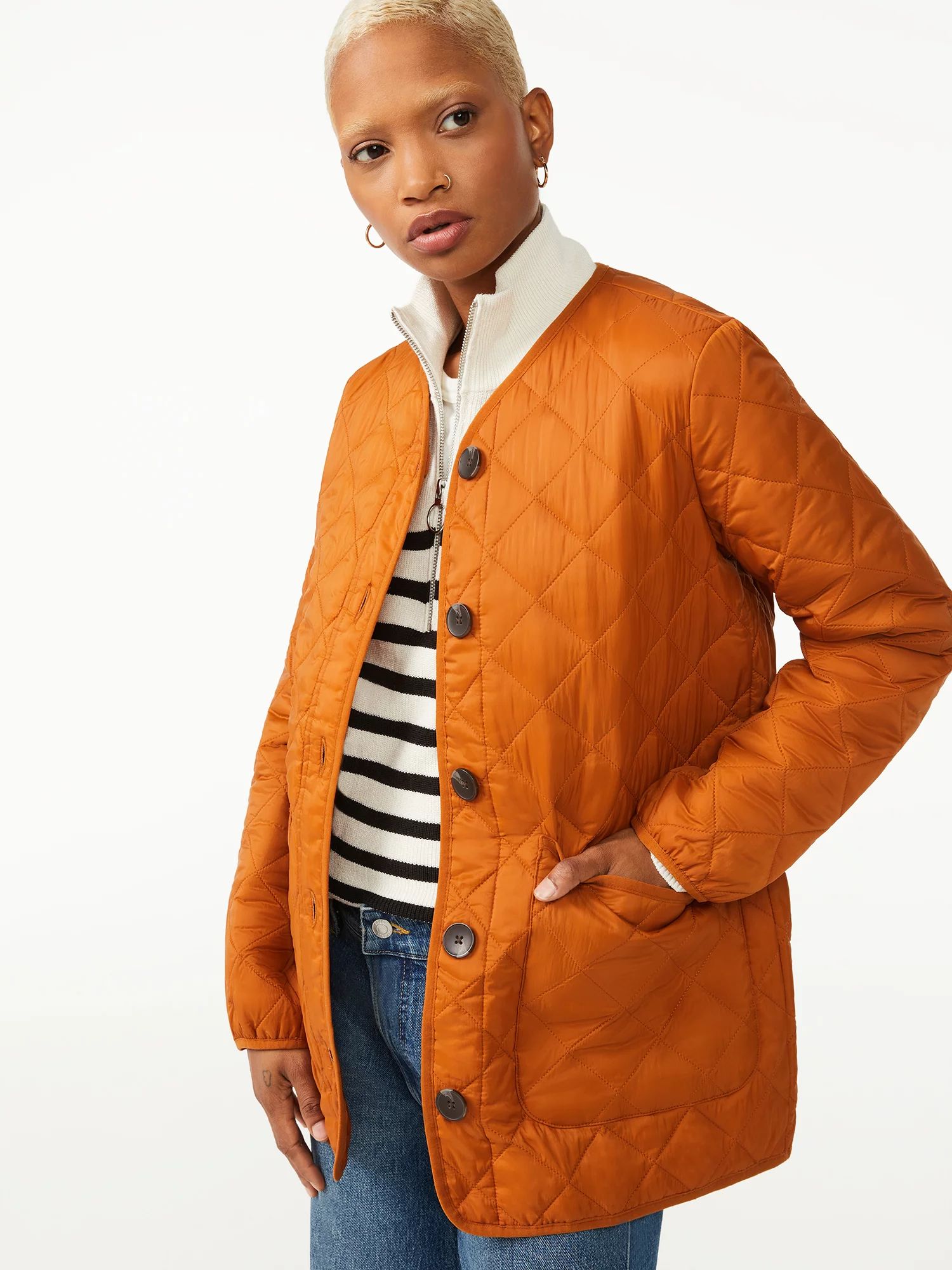 Free Assembly Women's Quilted Liner Jacket - Walmart.com | Walmart (US)