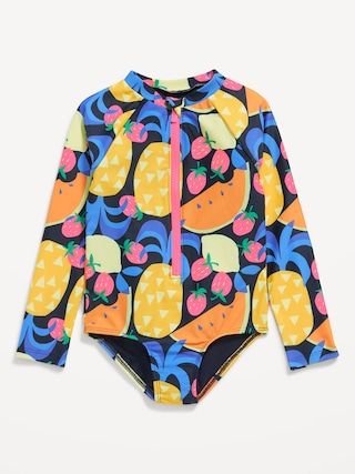 Printed Zip-Front Rashguard One-Piece Swimsuit for Toddler Girls | Old Navy (US)